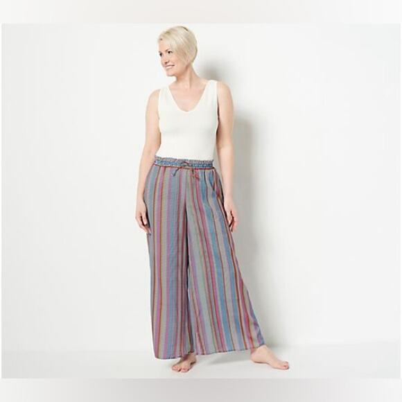 Summersalt The Perfect Palazzo Wide Leg Colorful Stripe Pants - Picture 3 of 8